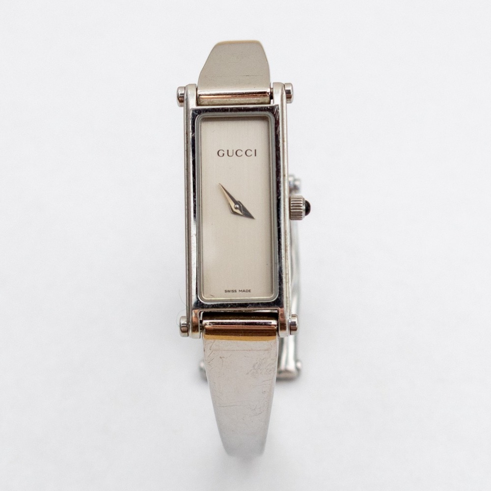 Gucci 1500L Stainless Steel Bangle Watch Silver Swiss Made Vintage Women's - Picture 2 of 5